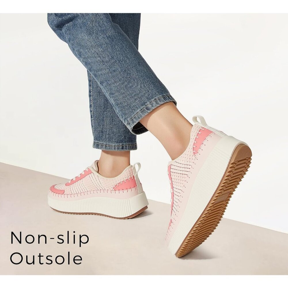 Lucky Step Women's Pink Platform Sneakers Rhinestone Fashion Chunky Shoes - Picture 2 of 6